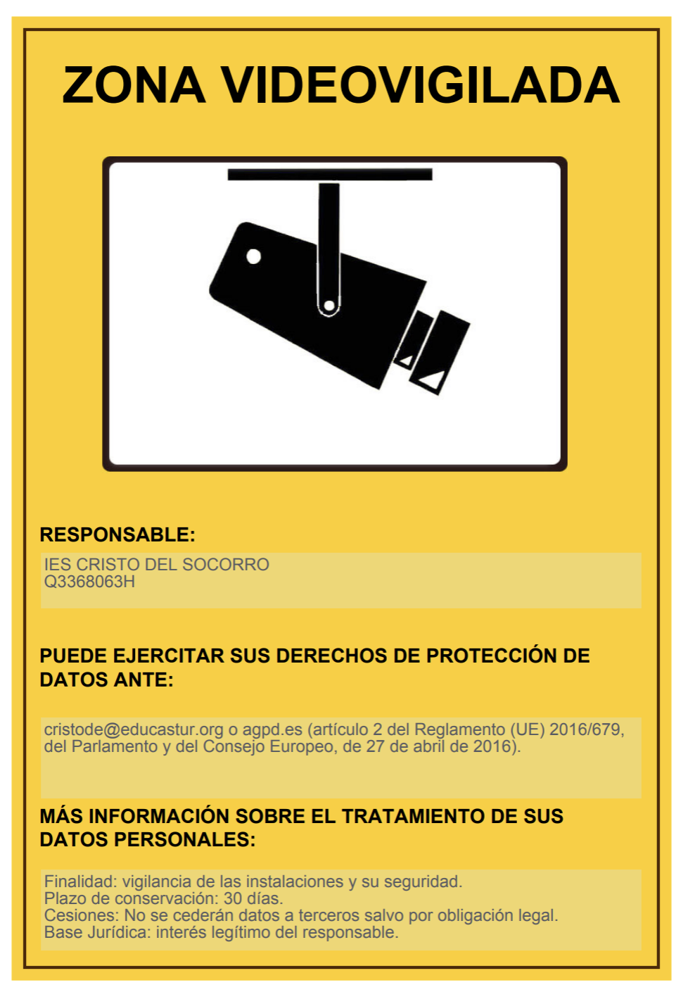 CARTEL VIDEOVIGILANCIA