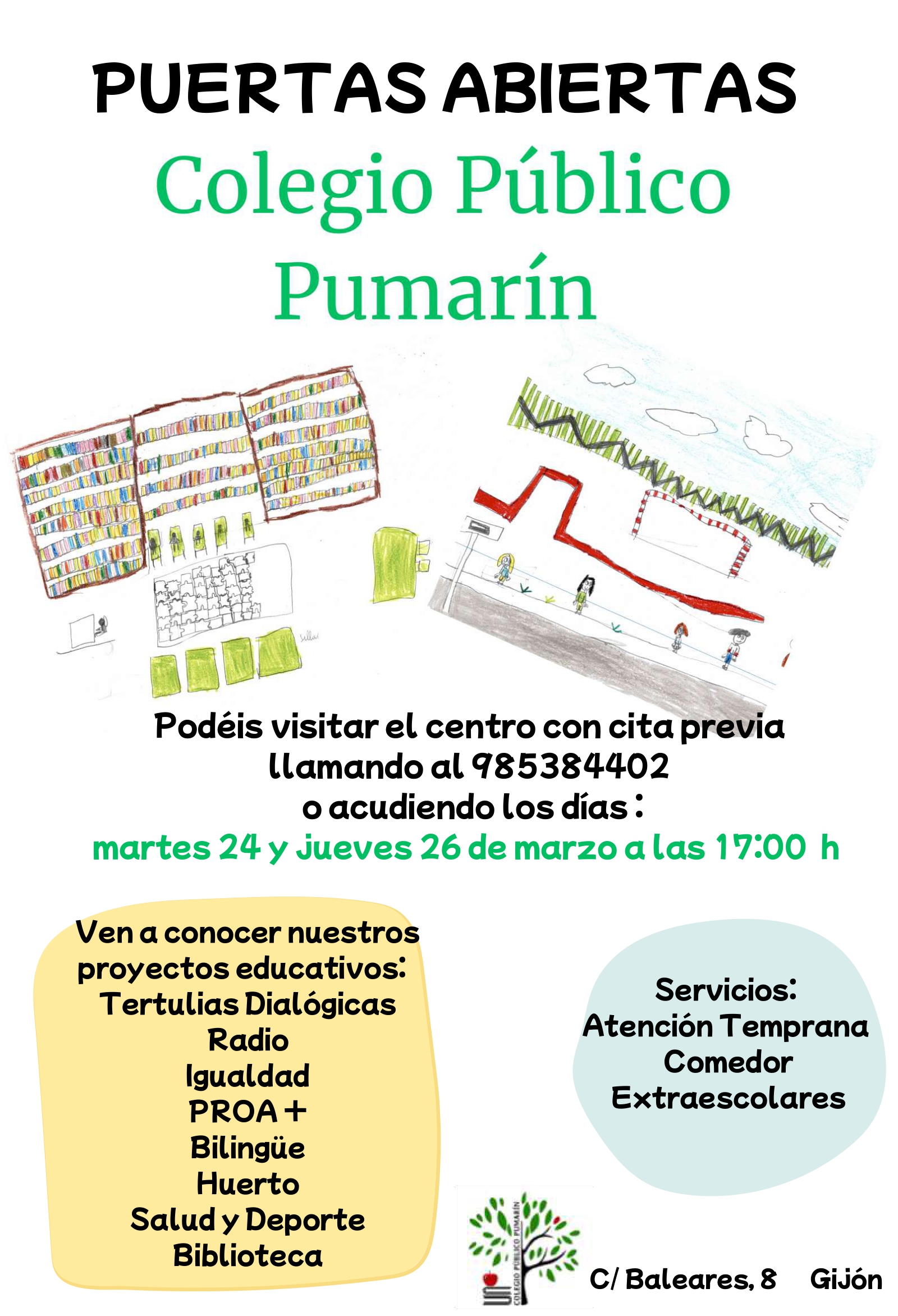 Cartel de Jornadas de Puertas Abiertas en CP Pumarín