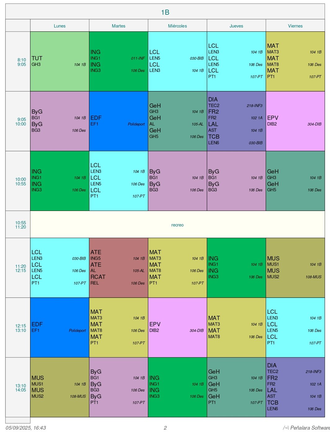 Horario Grupo 1º B