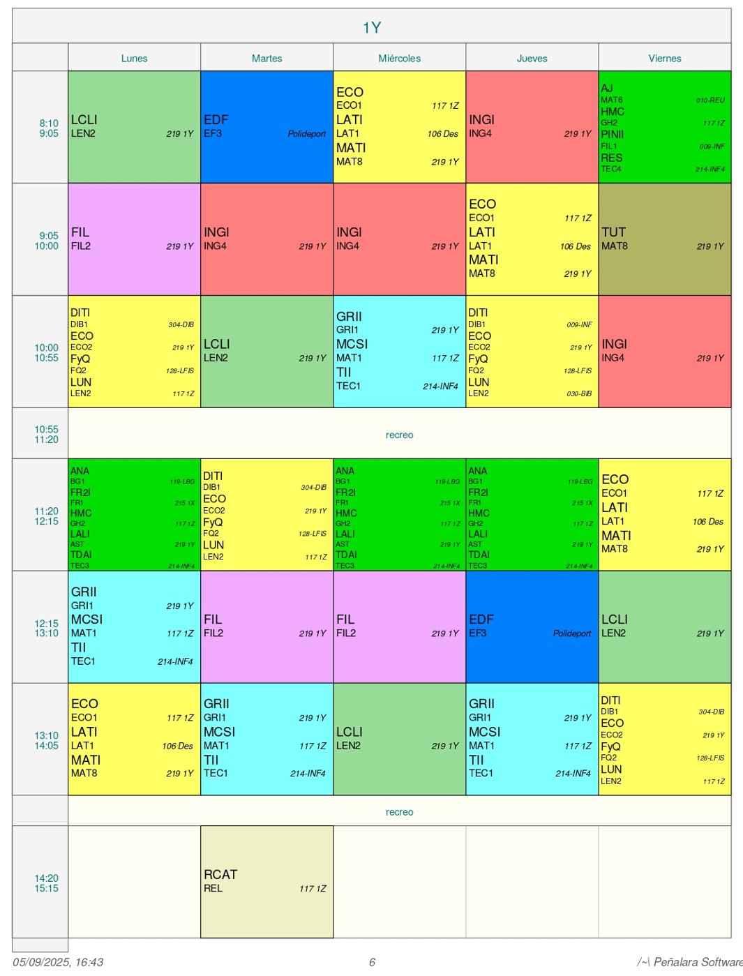 Horario Grupo 1ºY