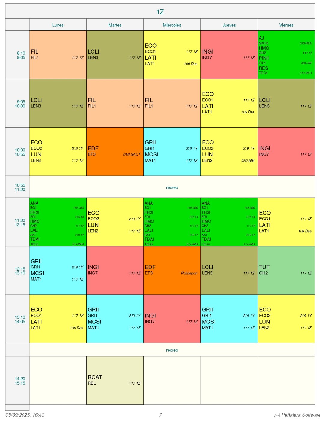 Horario Grupo 1ºZ
