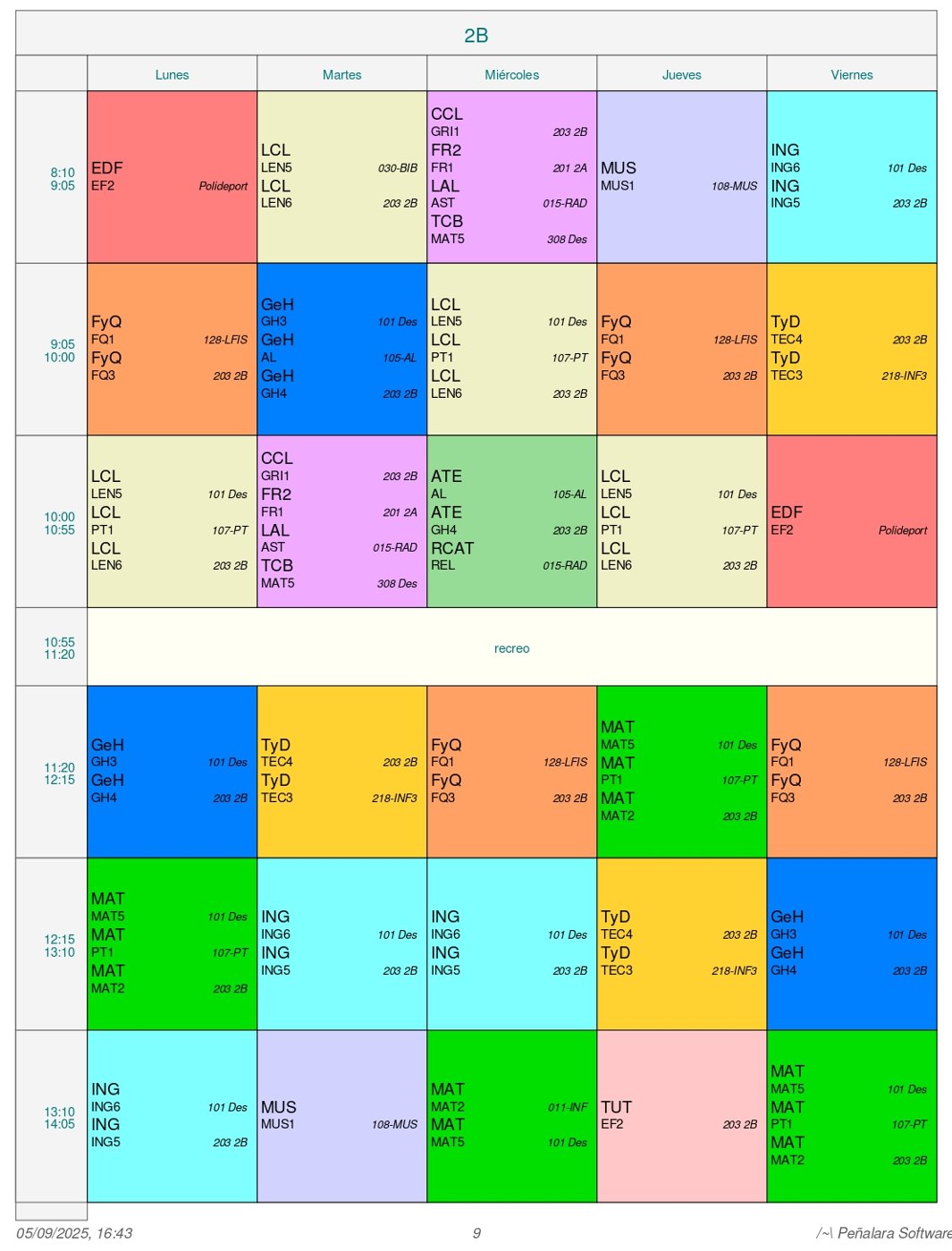 Horario Grupo 2º B