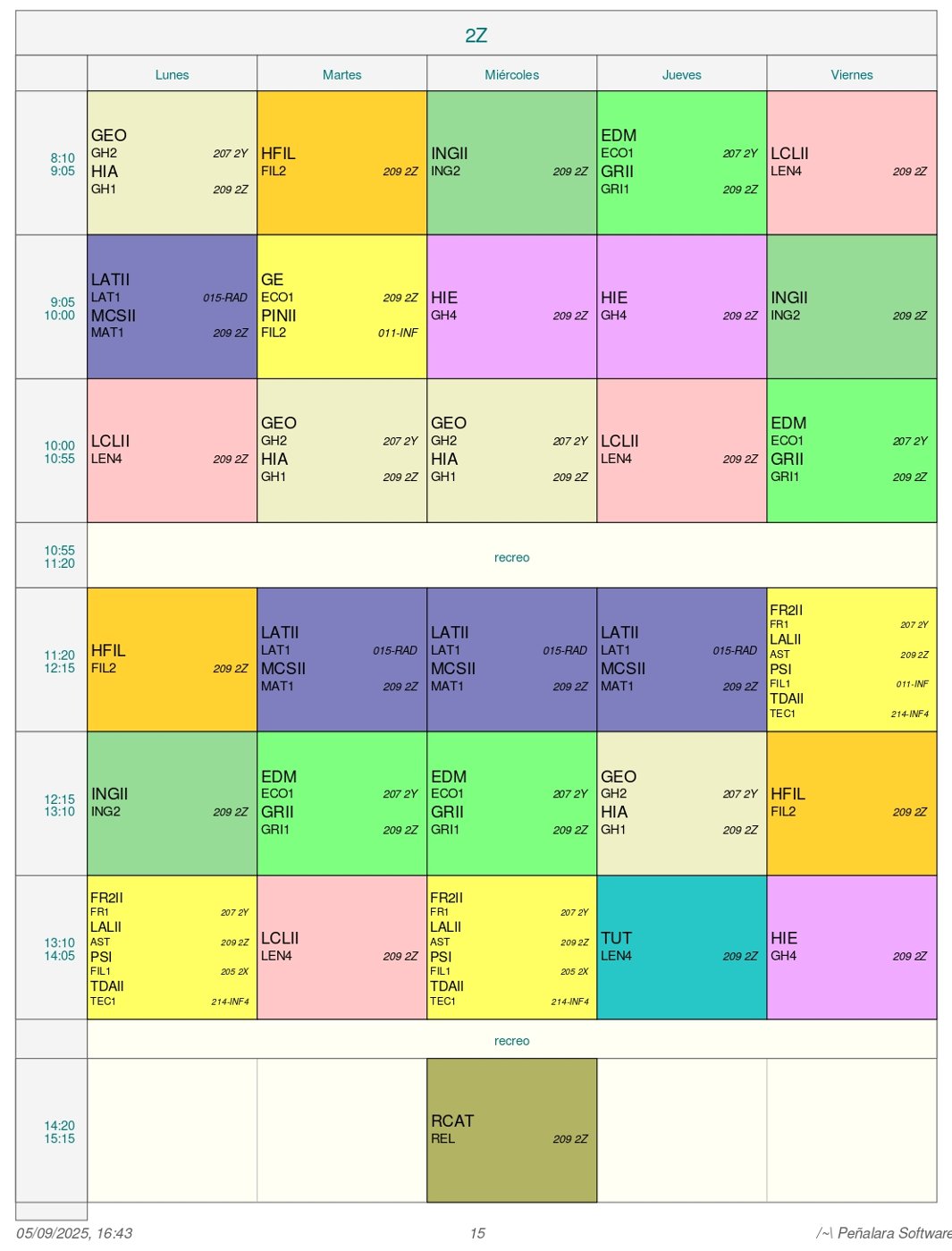 Horario Grupo 2ºZ