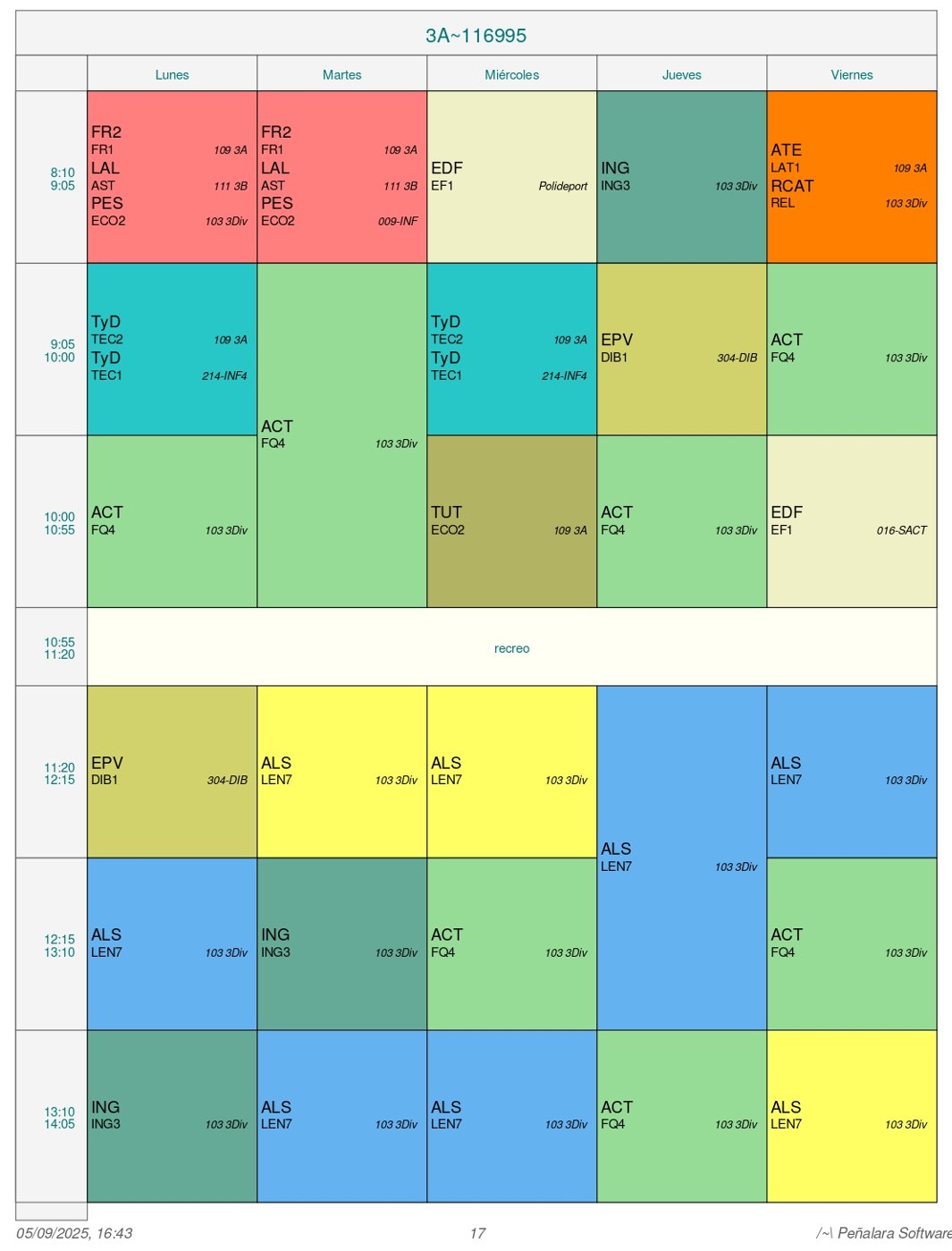 Horario Grupo 3º A - Diversificación