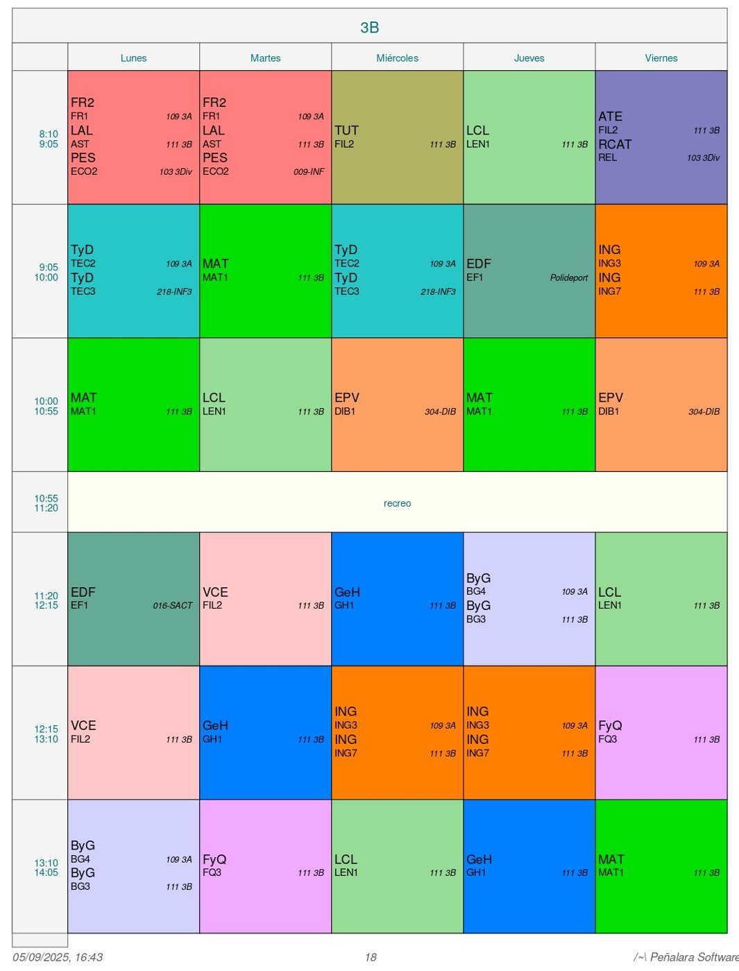 Horario Grupo 3º B - Ordinario