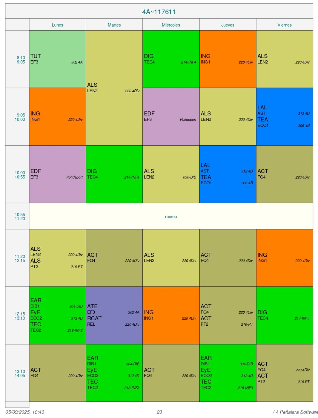 Horario Grupo 4º A - Diversificación
