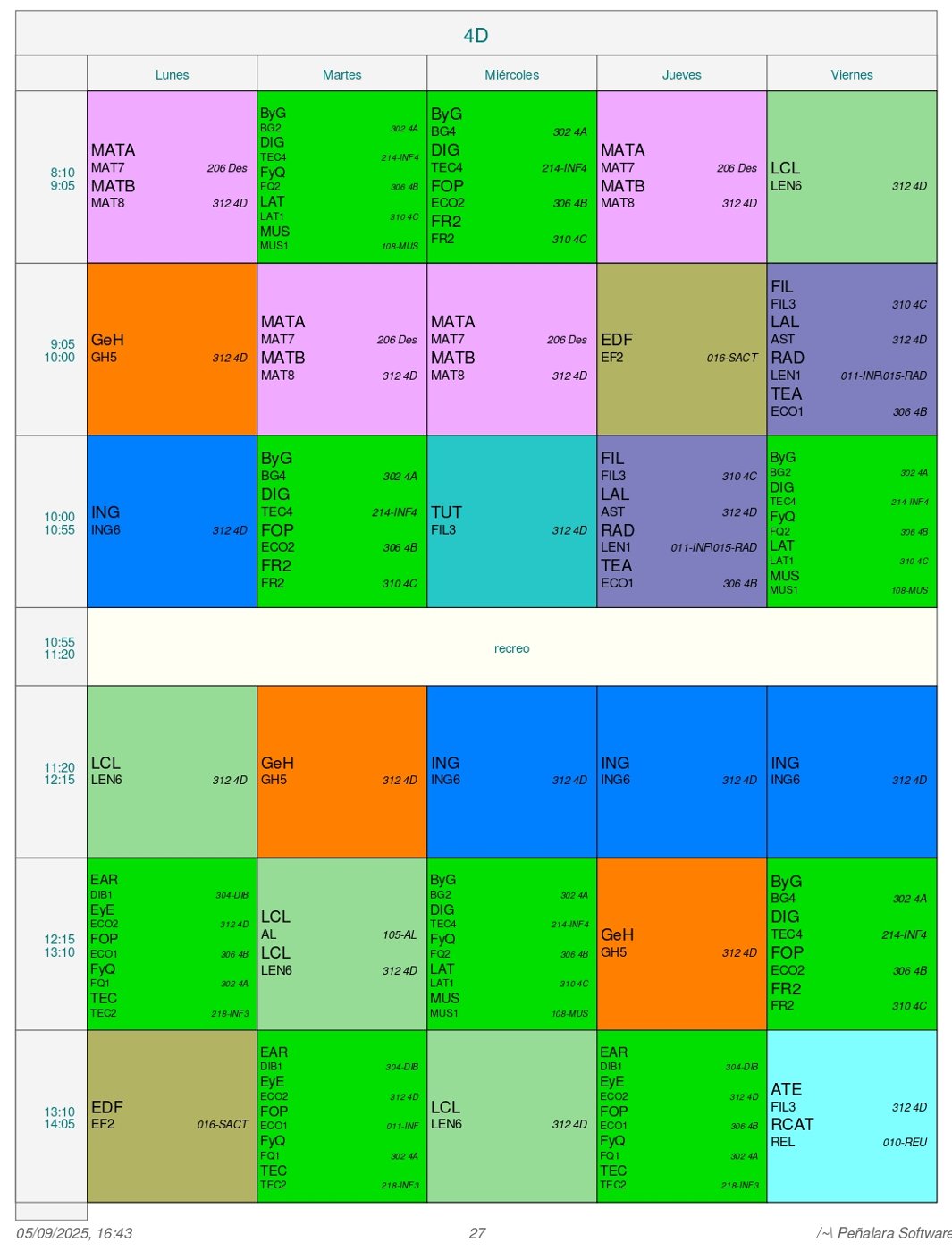 Horario Grupo 4ºESO