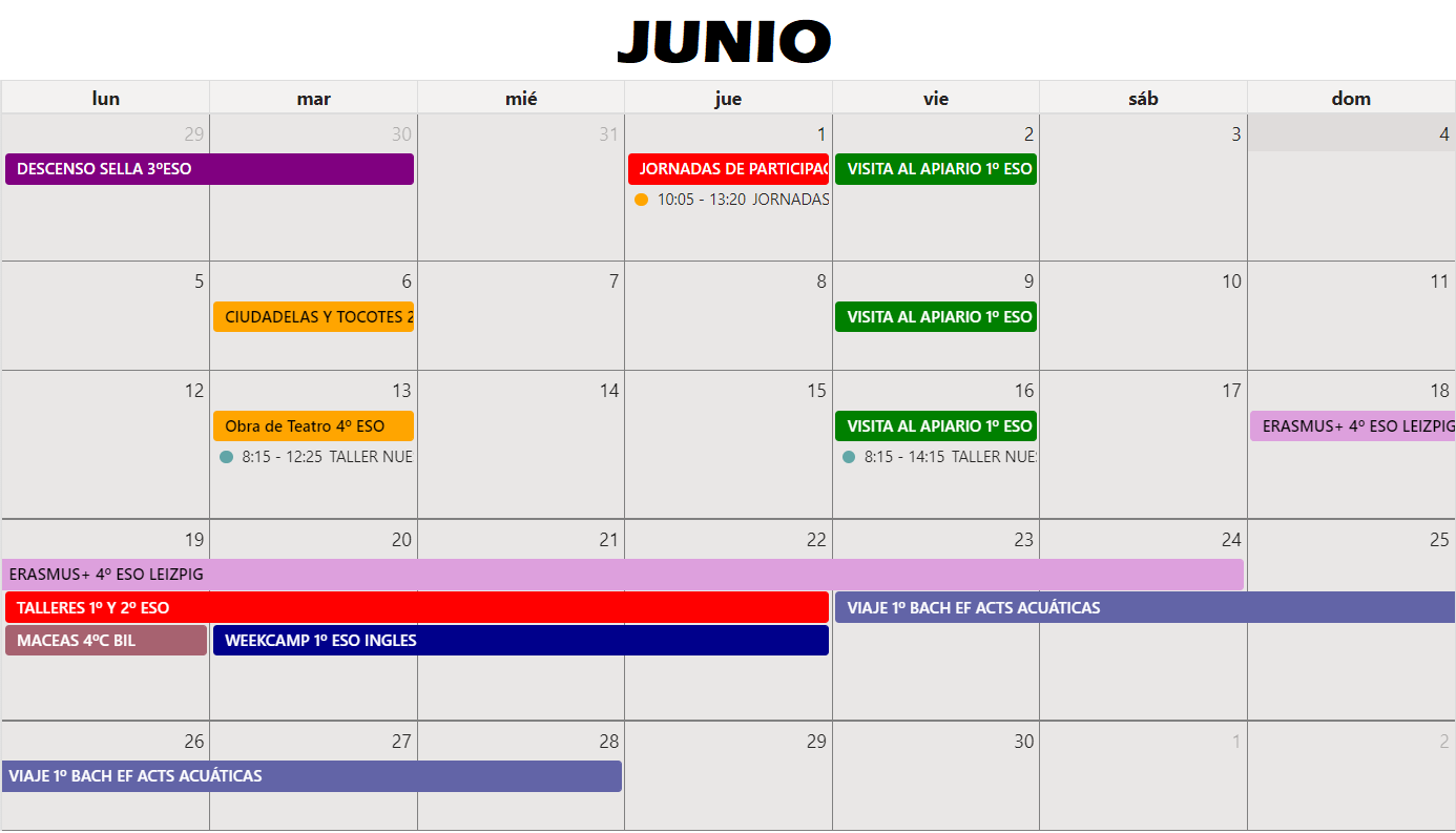 Calendario junio 2023
