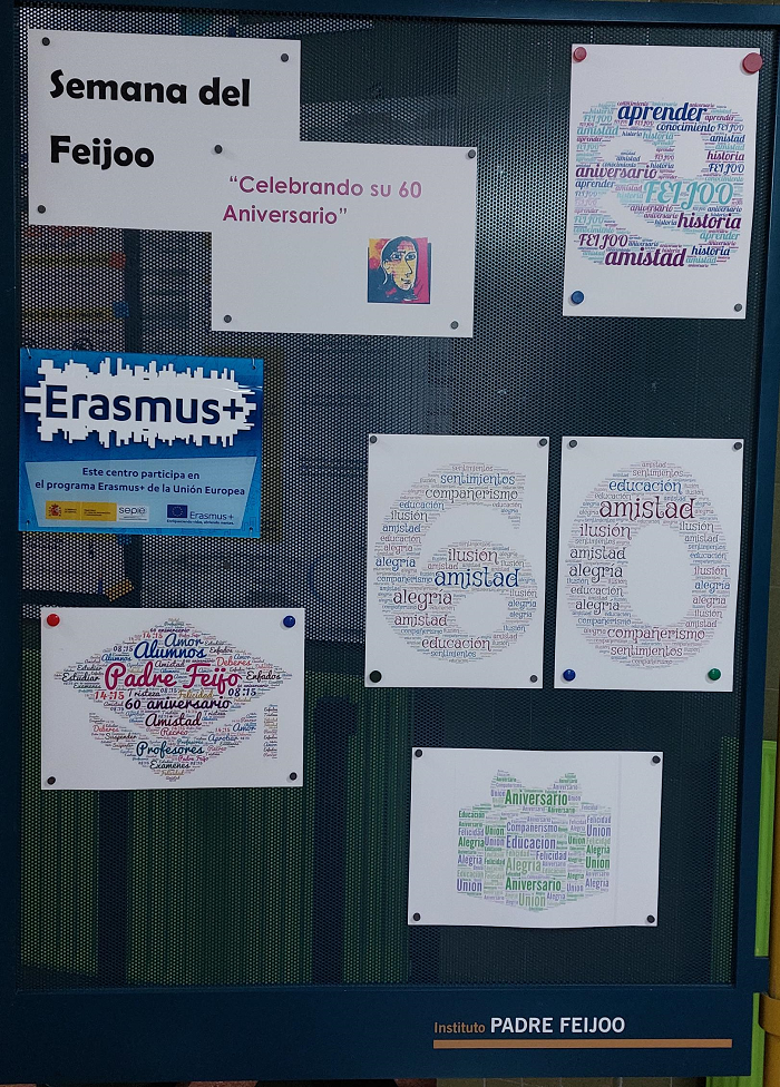 Semana del Feijoo: panel en el hall del instituto