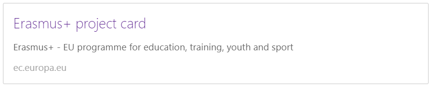 Erasmus+ project card Erasmus+ project card