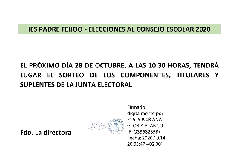 Elecciones Consejo Escolar 2020