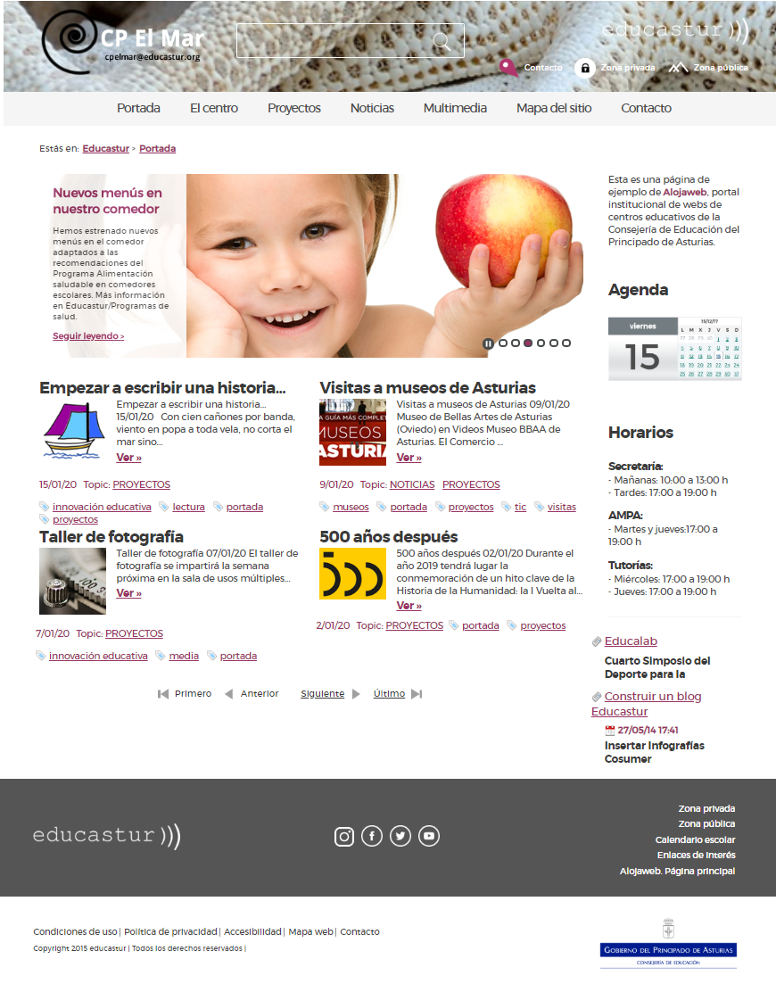 Ejemplo sitio web de centro educativo