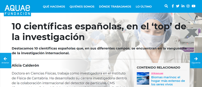 10 científicas españolas, en el top de la investigación. Fundación Acquae 10 científicas españolas, en el top de la investigación. Fundación Acquae