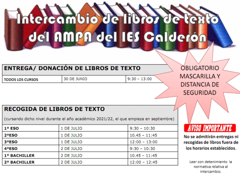 Tríptico intercambio de libros AMPA Calderón