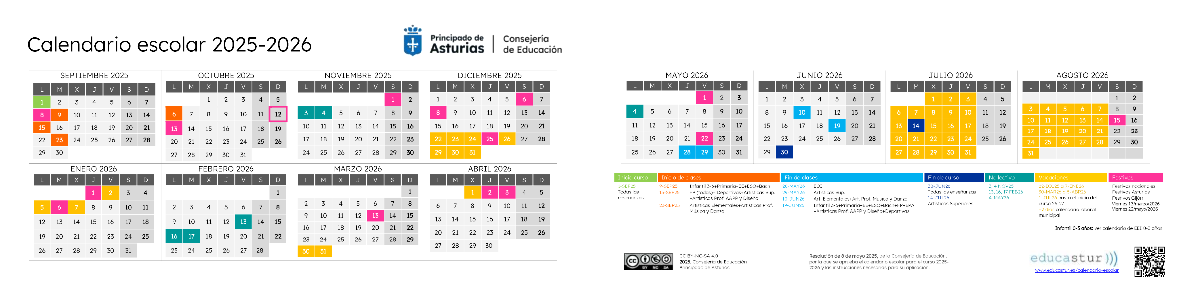 Calendario escolar 2025-2026